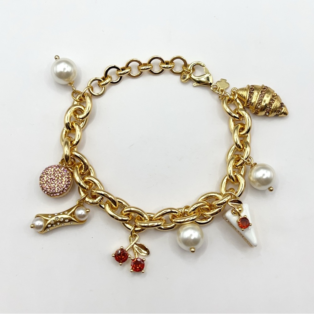 KS523-Kate Spade cherry shortcake and croissant bracelet